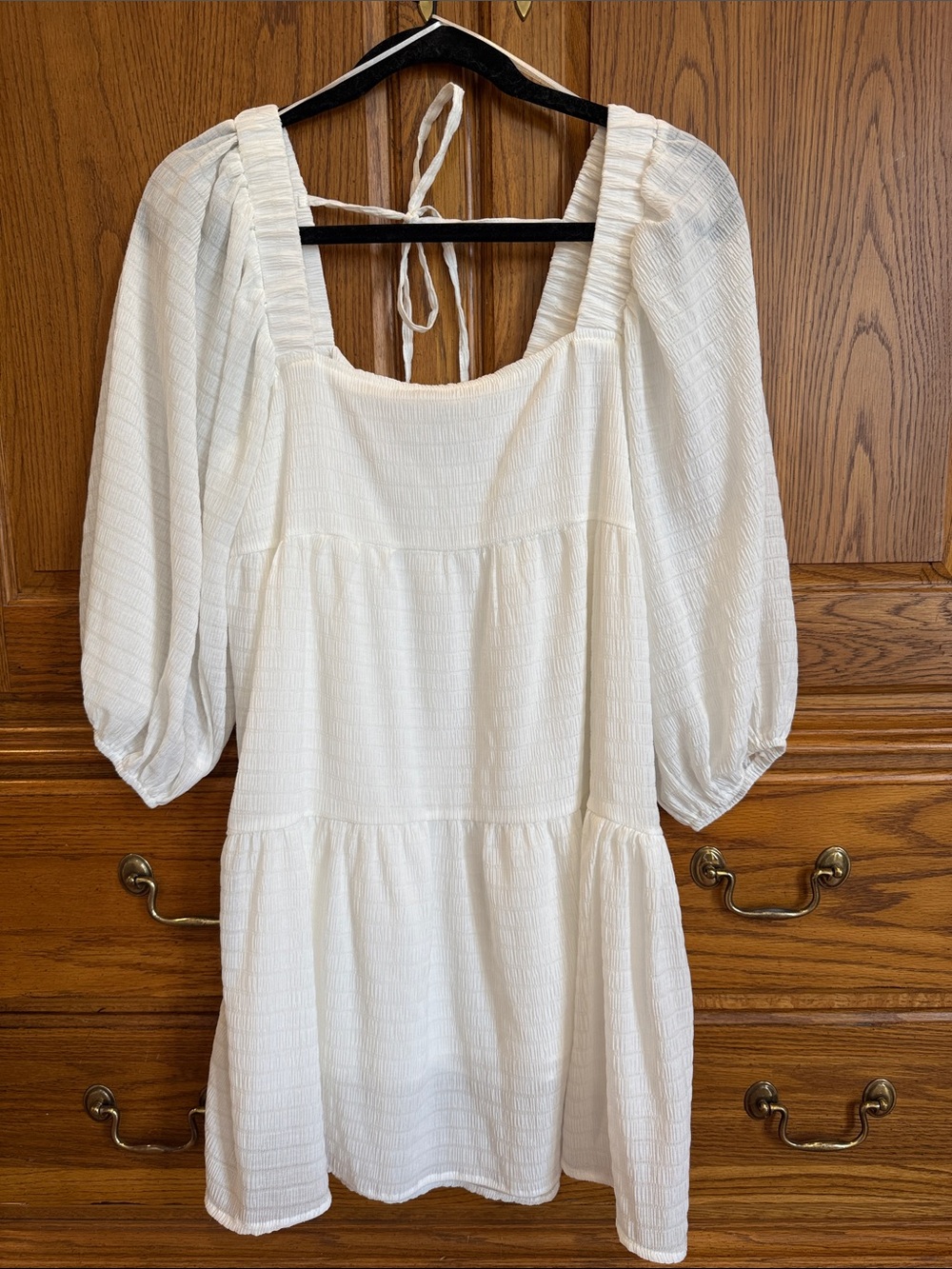 Lush White Mini Dress with Puff Sleeves